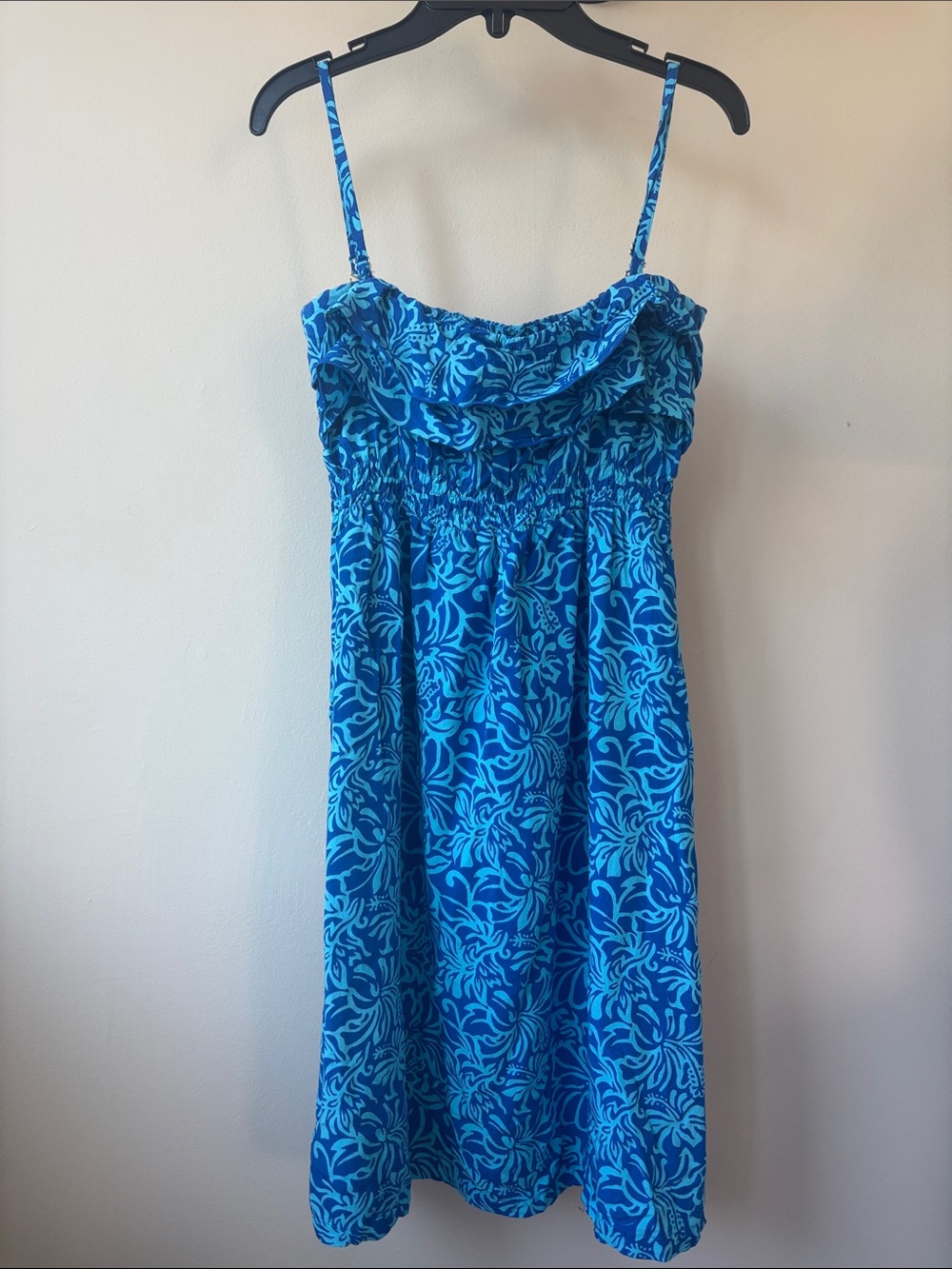 Girls Blue Ginger Floral Sundress with Ruffle Bodice
